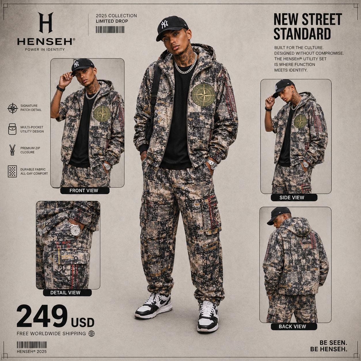 Street Standard Hoodie Set — HENSEH men's streetwear set